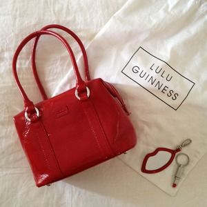 Authentic Lulu Guinness red patent leather handbag