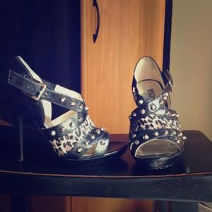 Michael Kors spunky leopard/stud heels Barely worn