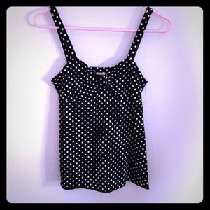 Black and white polka dot tank