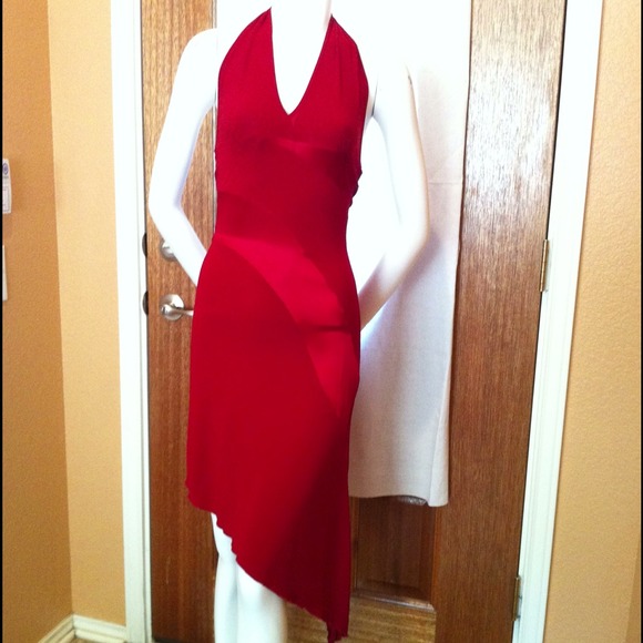 Red party dress.