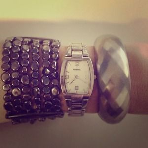 Fossil watch with mother of pearl face