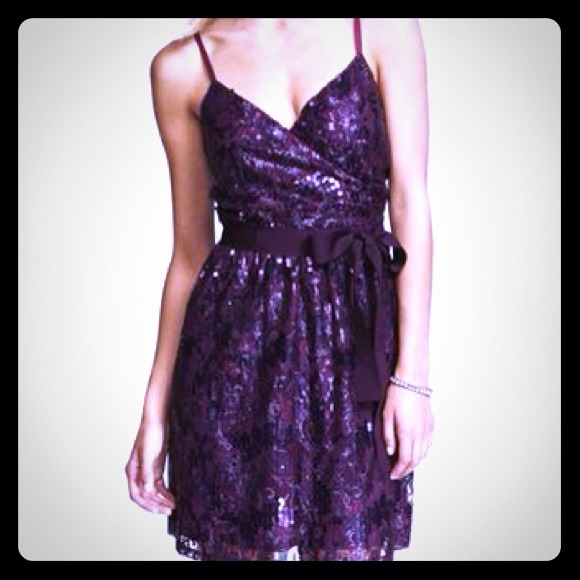 Express Dresses & Skirts - Purple Express Sequin Dress and coral top