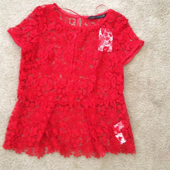 Sold Zara red lace peplum top