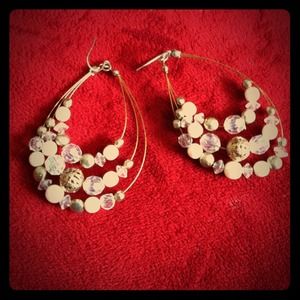 Gold beaded dangle earrings