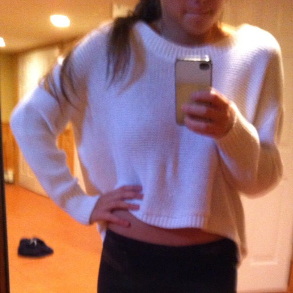 LF White knit asymmetric sweater