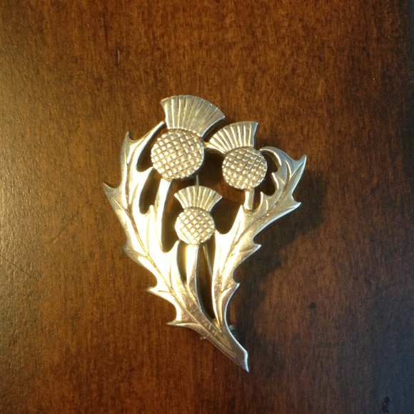 Sterling silver thistle brooch