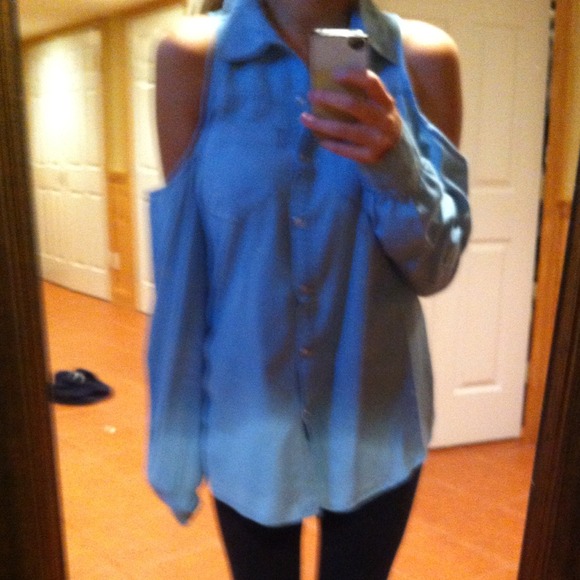 Button down cut out denim shirt