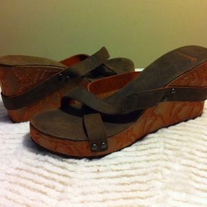 Cobian wedges. Chocolate leather and Burnt Orange