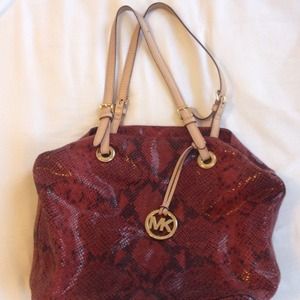 Michael Kors Purse Handbag red snakeskin burgundy