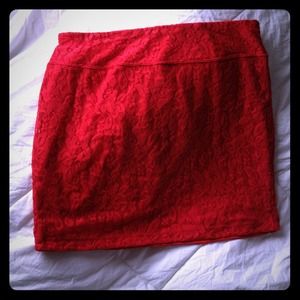 Red lace skirt