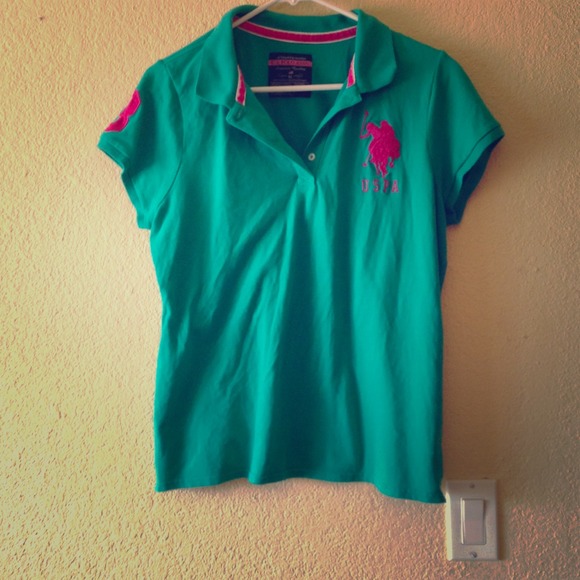 ❤❤SOLD!!❤❤XL Green and pink Polo Assn. shirt
