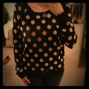 ❌Sold❌Black and beige polka dot sweater!