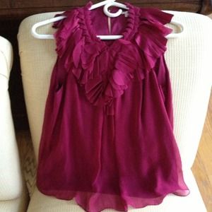 Fuchsia silk and crepe Rebecca Taylor top.
