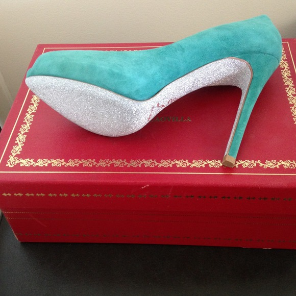 Suede Rene Caovilla peep-toe pumps. New. 37 1/2. - Picture 2 of 2