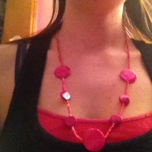 Pink beaded necklace.