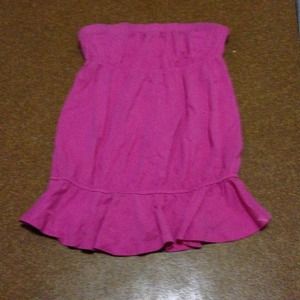 Pink ruffled tube top