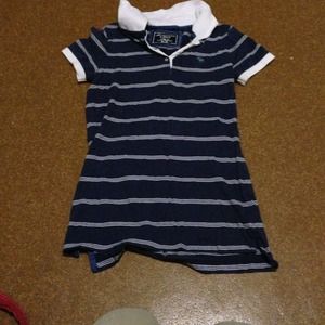 Blue and white stripped polo