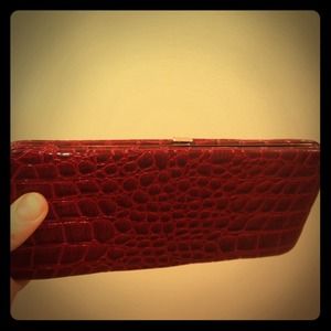 Faux croc skin dark red wallet