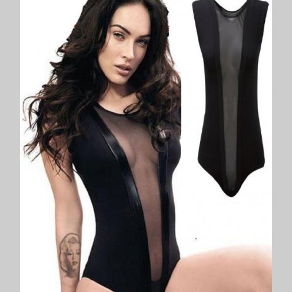 Black bodysuit with Sheer Accent