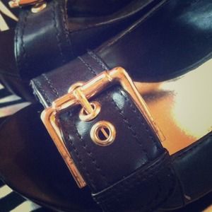 Nine west black and brown wedges