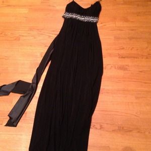 Black gown with jewels all around the waist