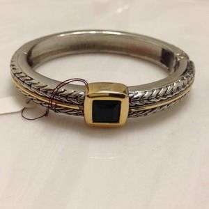 ❤Two-tone Weaved Hinged Stone Bangle