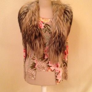 Blumarine tank & cardigan with fur trim
