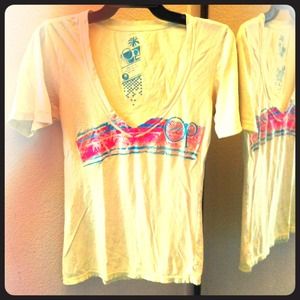 Ocean Pacific 3/4 sleeve pale yellow T-shirt