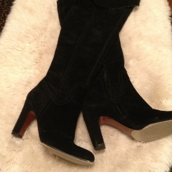 Black Suede Sam Eldeman Knee High Boots