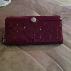SOLD- Coach Gallery Embellished Patent Zip Wallet