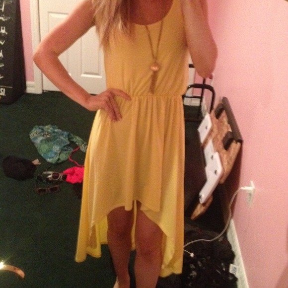 Dresses & Skirts - Bright Yellow High Low Dress Cut Out Back