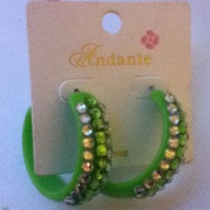 Cute Green Rhinestone Earrings