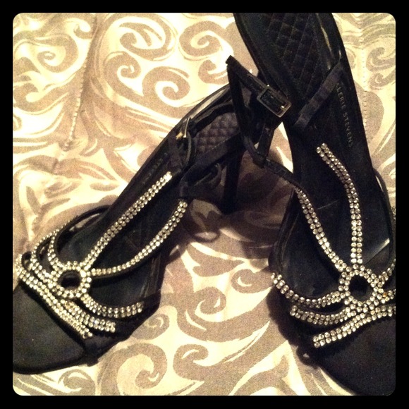 Black bejeweled heels