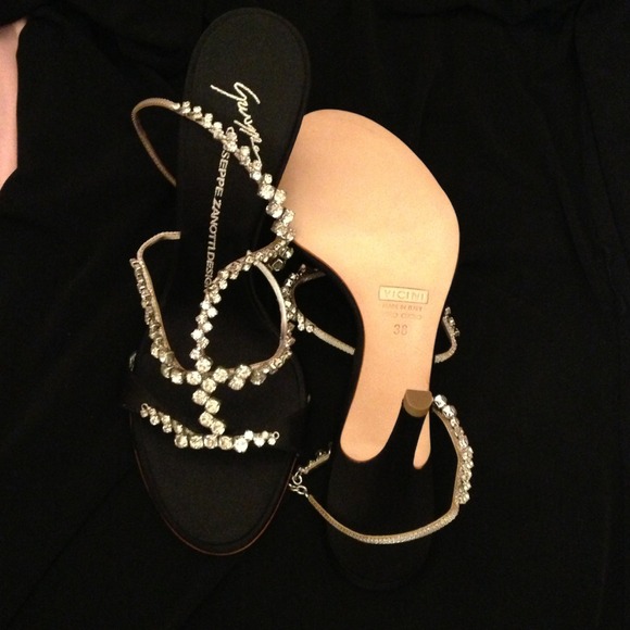 Giuseppe Zanotti black satin with crystals