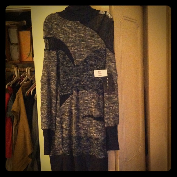 Black and grey sweater dress
