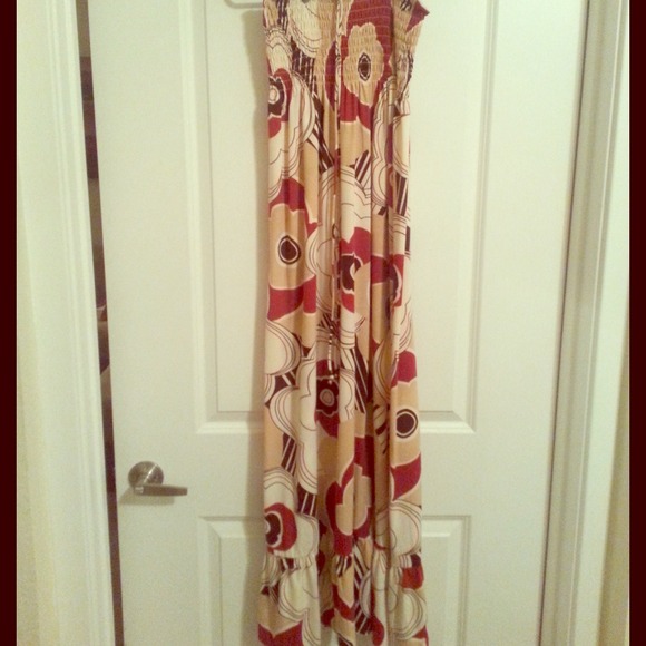 Burgundy and tan maxi dress