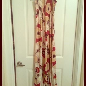 Burgundy and tan maxi dress