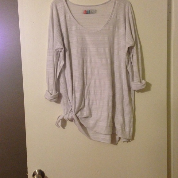 Free people over sized white l/s striped t