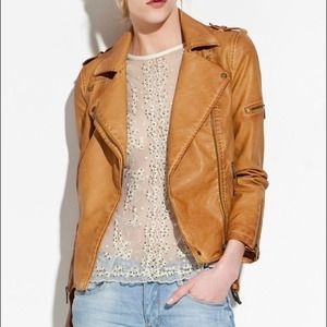 Reserved Zara Tan Faux Leather jacket small