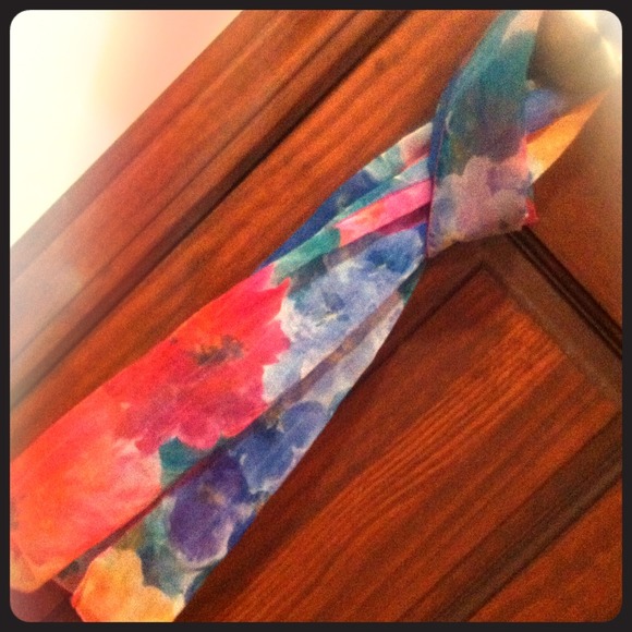 SALE! Sheer multi-colored floral scarf