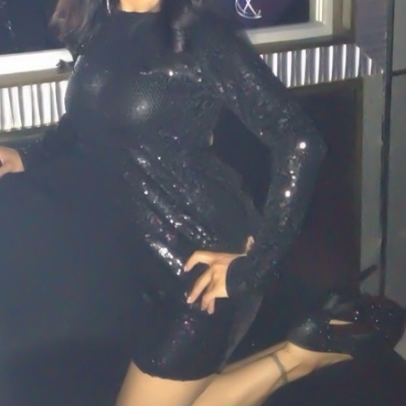 Leiluna black sequin backless dress. Sexy!!