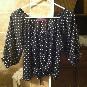 Black  and white polka dot top