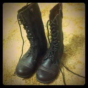 Dark brown combat boot