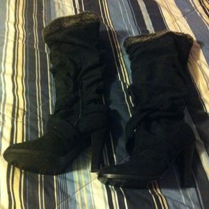 Glaze boots high heels