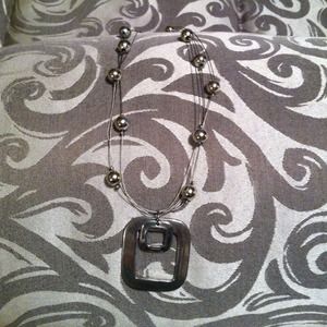 Silver square necklace
