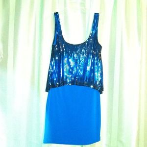 NWT Royal Blue & Black Sequenced Dress.