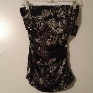Express snakeskin strapless top sz s
