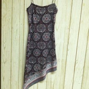 Red, black and grey printed dress!