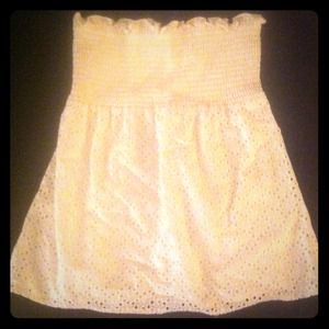 White eyelet strapless babydoll  top