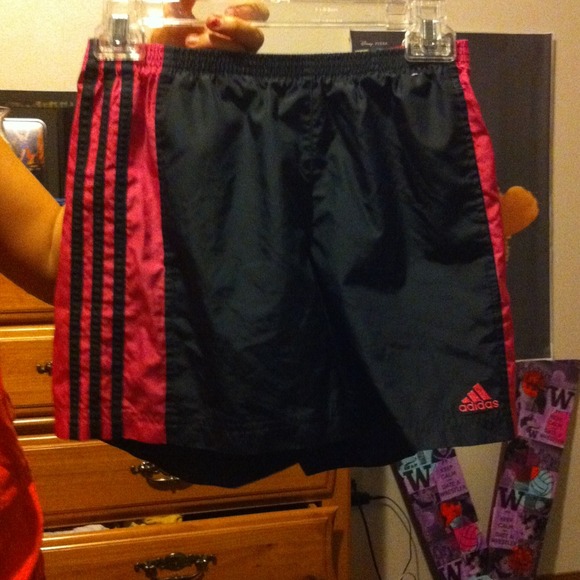 Black and pink Adidas running shorts